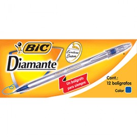 BOLIGRAFO BIC DIAMANTE TINTA AZUL MEDIANO CAJA/12 - Envío Gratuito