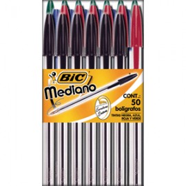 BOLIGRAFO BIC PUNTO MEDIANO COLORES SURTIDOS C/50 - Envío Gratuito