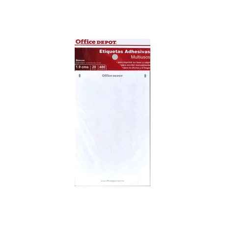 ETIQUETAS CIRCULARES OFFICE DEPOT BLANCAS - Envío Gratuito