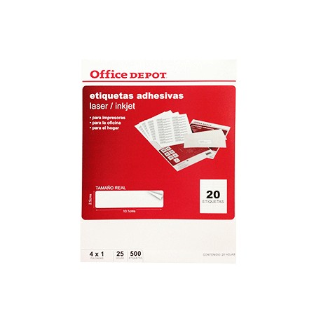 ETIQUETA LASER INKJET 4X1 OFFICE DEPOT CON 500 PZ - Envío Gratuito