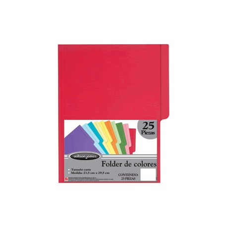 FOLDER CARTA WILSON JONES ROJO CON 25 PIEZAS - Envío Gratuito