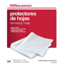 PROTECTOR DE HOJAS OFFICE DEPOT MATE CON 200 PIEZA - Envío Gratuito