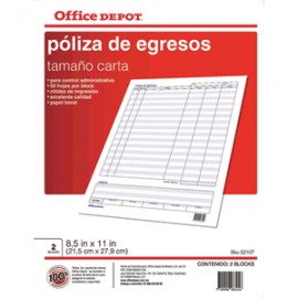 POLIZA EGRESOS 50 HOJAS OFFICE DEPOT - Envío Gratuito