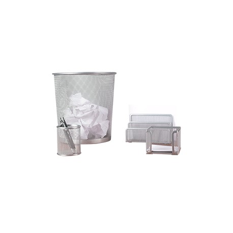 SET DE ESCRITORIO 4 PIEZAS MESH PLATA - Envío Gratuito