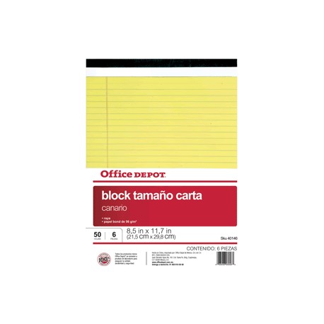 BLOCK TAMANO CARTA 8.5X11.7 CANARIO OFFICE DEPOT - Envío Gratuito