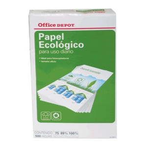 Papel Reciclado Oficio Office Depot Ecológico Paquete 500 hojas blancas