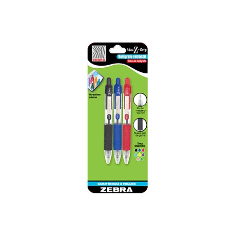 PLUMA RETRACTIL MINI Z-GRIP ZEBRA SURT CON 3 PIEZA - Envío Gratuito